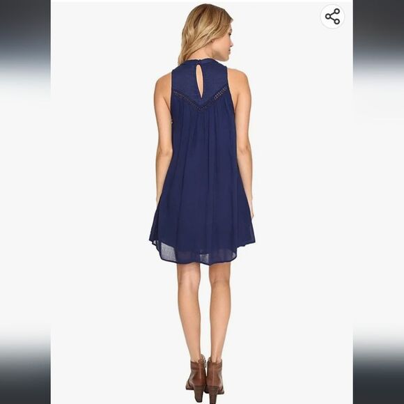 Volcom Peaceazy High Neck Halter Tank Dress, Navy Blue , Size Medium - Picture 3 of 9